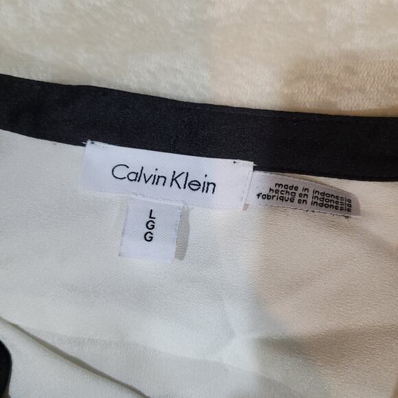 Calvin Klein White Blouse with Center Black Stripe - Size Large - Picture 4 of 8